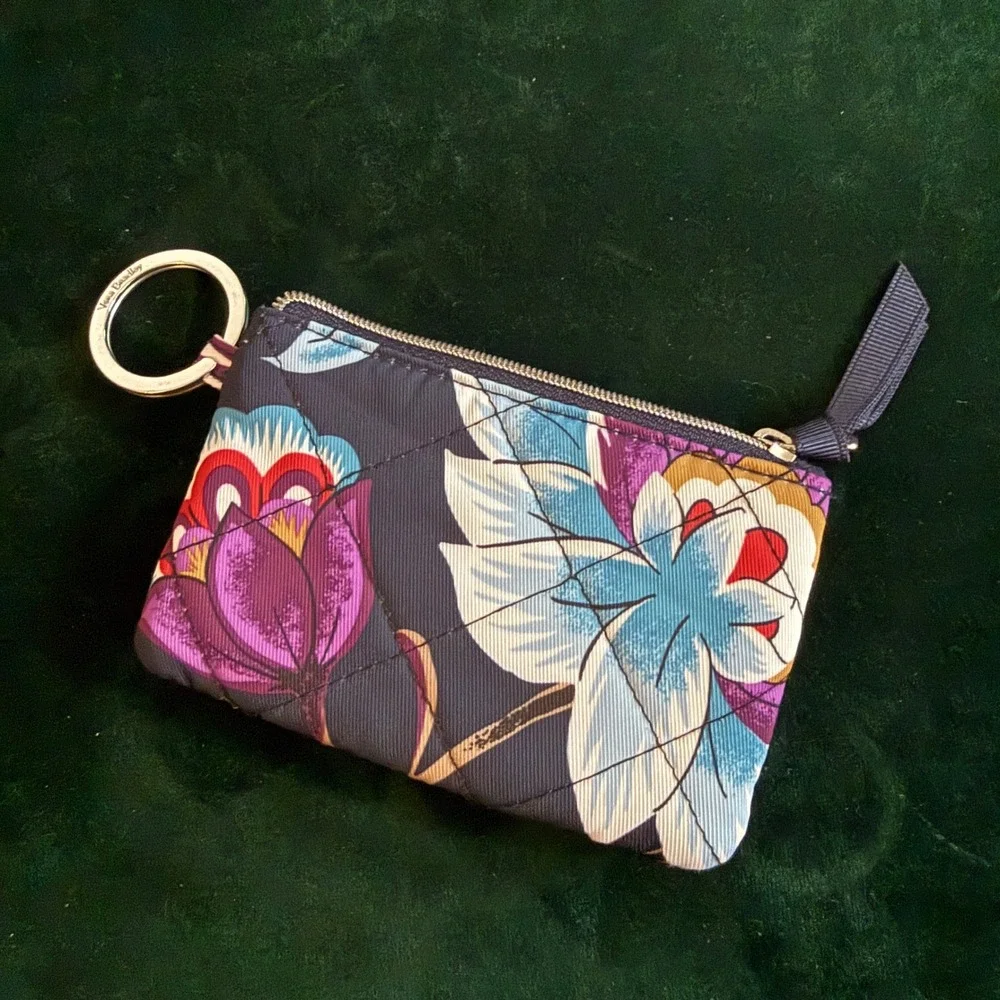 Vera Bradley Zip ID Case Floral Quilted Wallet Keychain 102661‎ VBG20